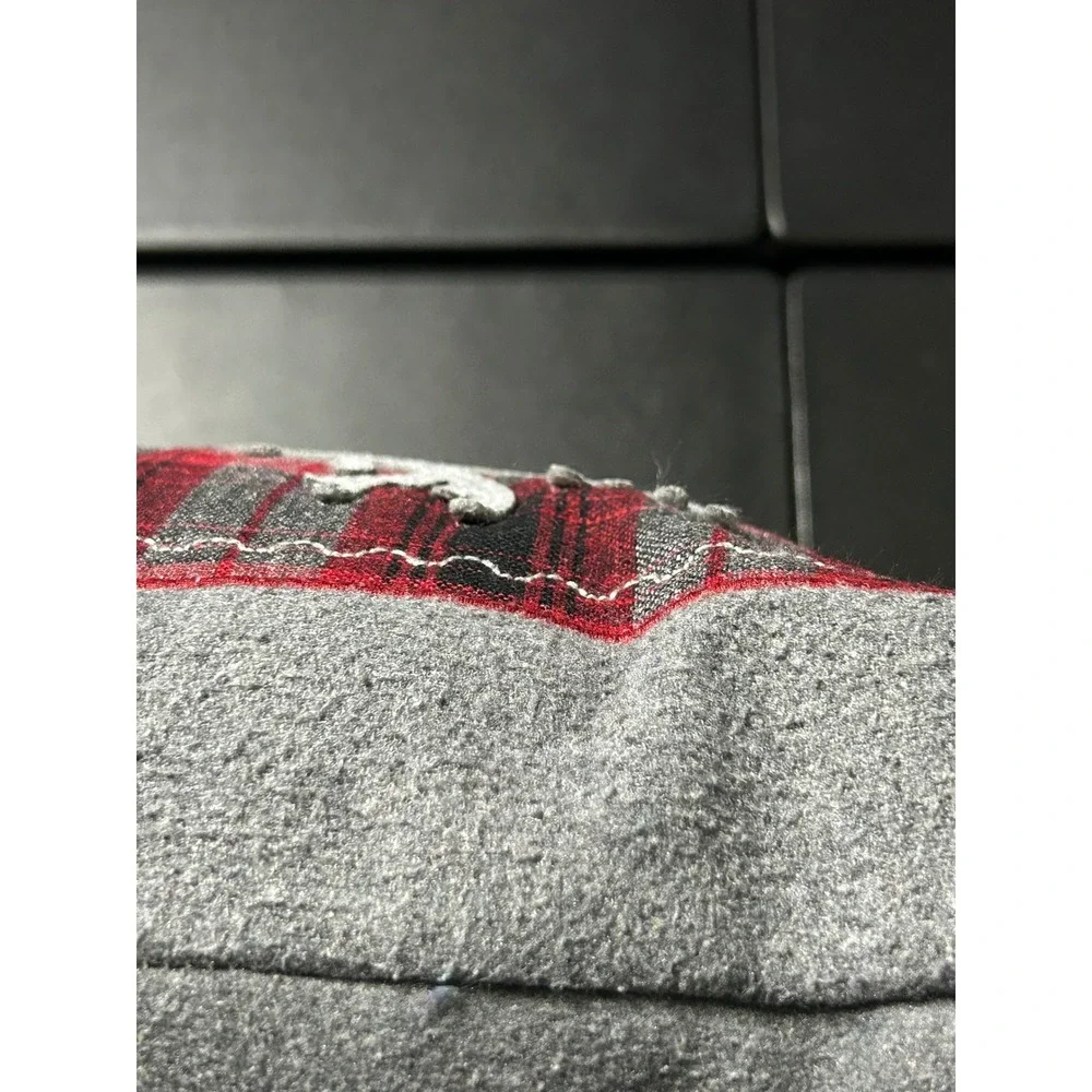 Unbranded Gray Red Plaid Reindeer Throw Pillow